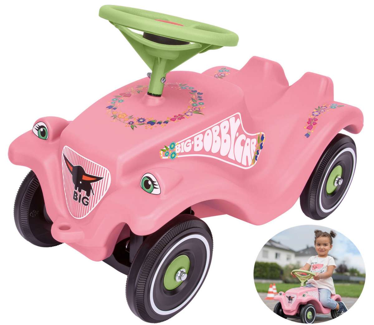 BIG Bobby Car Classic Flower Mädchen Rosa Spielzeug24