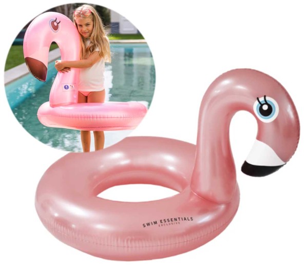 Großer Schwimmring Flamingo Deluxe 95 cm (Rosegold)