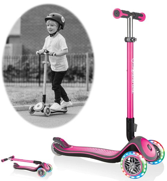 Scooter Elite Deluxe Lights mit Leuchtrollen (Pink)