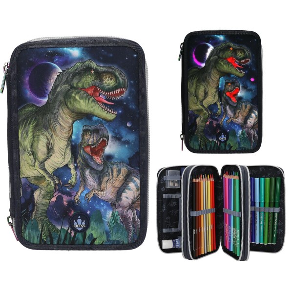 Dino World 3 Fach Federtasche LED Galaxy