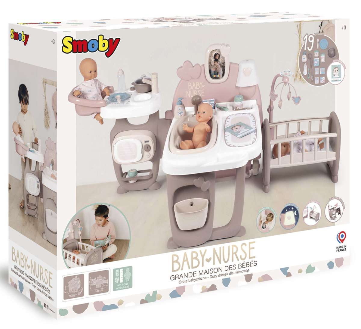 SMOBY Baby Nurse Puppen Pflegecenter mit 3 Spielbereichen Spielzeug24