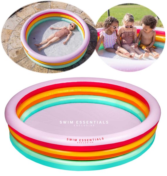 Aufblasbarer 3-Ring Pool Regenbogen 150 cm (Bunt)