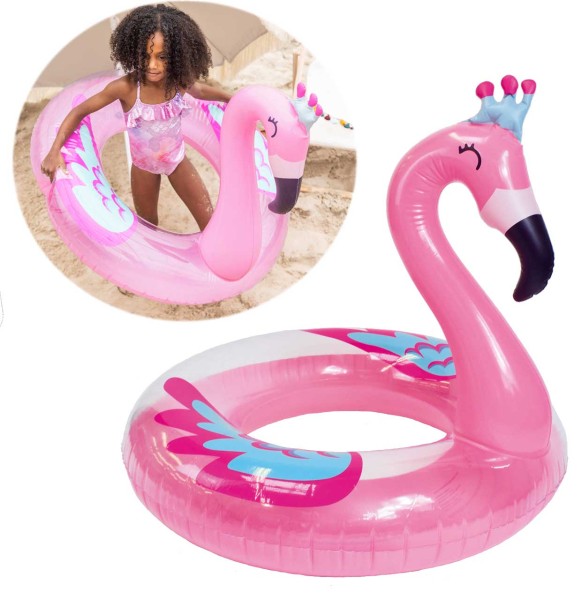 Großer Schwimmring Flamingo mit Fügeln 95 cm (Pink)