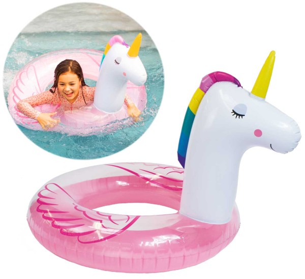 Großer Schwimmring Einhorn mit Fügeln 95 cm (Pink)