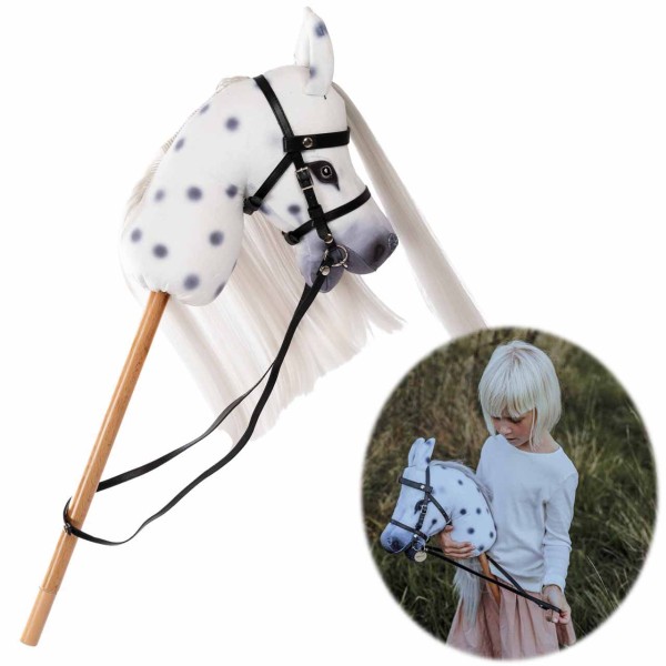 Hobby Horse Steckenpferd mit offenem Mund Magic Spottet (Weiß-Grau)