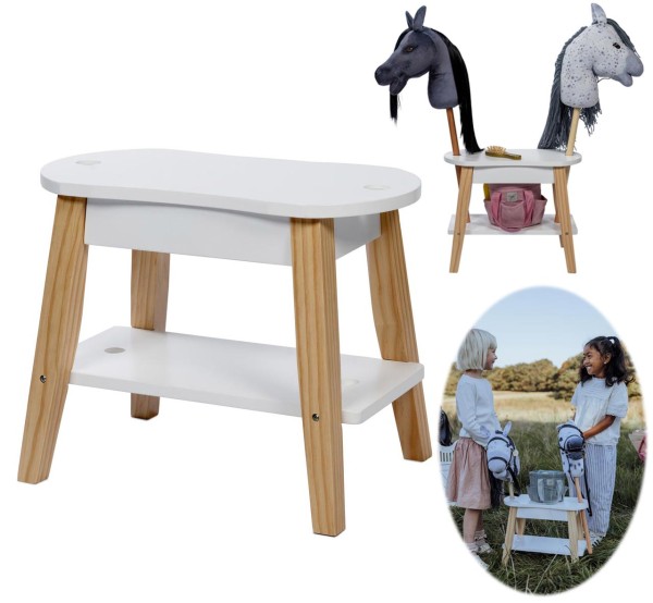 Hobby Horse Frisier-Hocker für 2 Pferde (Weiß-Natur)