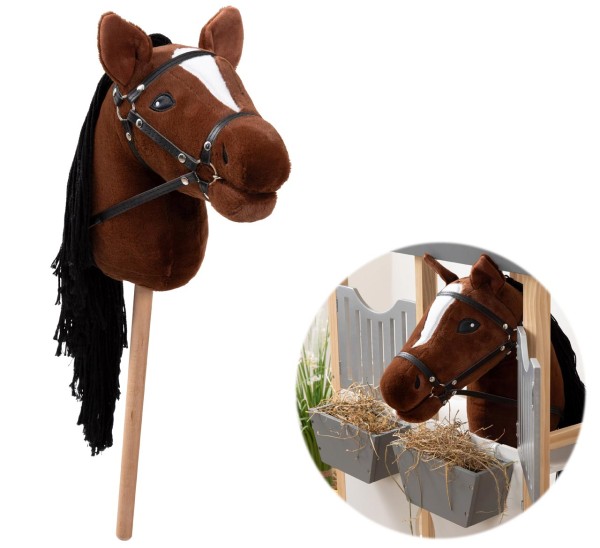 Großes Hobby Horse Steckenpferd DONNA mit Tasche (Braun)