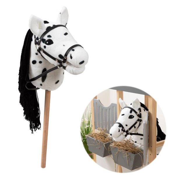 Hobby Horse Pferd MUFFIN mit Aufbewahrungsbeutel (Weiß-Schwarz)