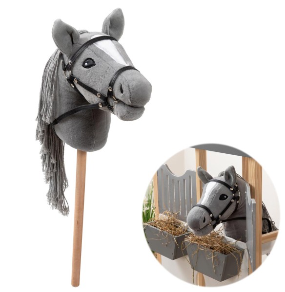 Hobby Horse Steckenpferd SMOKEY mit Tasche (Grau)